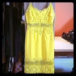 River island yellow 3D mesh cutout dress